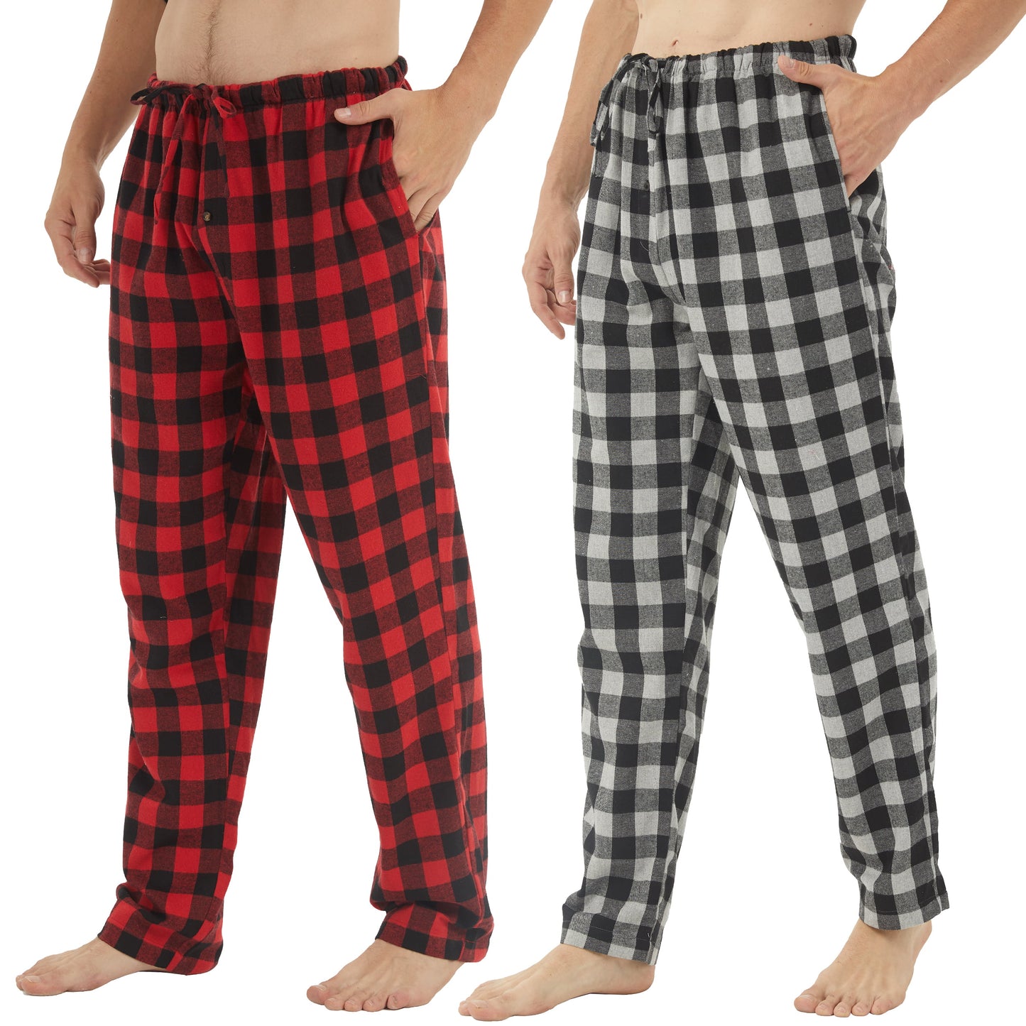 YUSHOW 2 Pack Men's Flannel Plaid Pajama Pants for Men Male Lounge PJ BottomsSize M