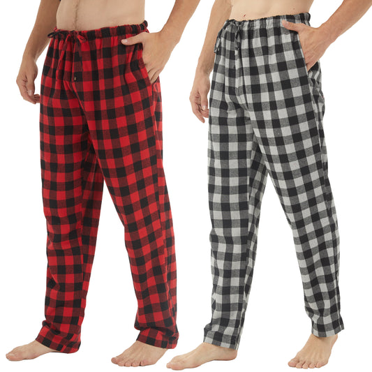 YUSHOW 2 Pack Men's Flannel Plaid Pajama Pants for Men Male Lounge PJ BottomsSize M