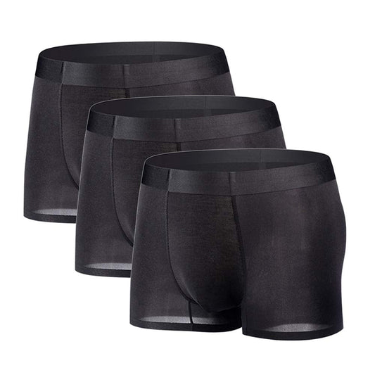 YUSHOW 3 Pack Mens Silk Underwear Shorts Mesh Breathable Trunks Underwear Sexy Boxer Briefs