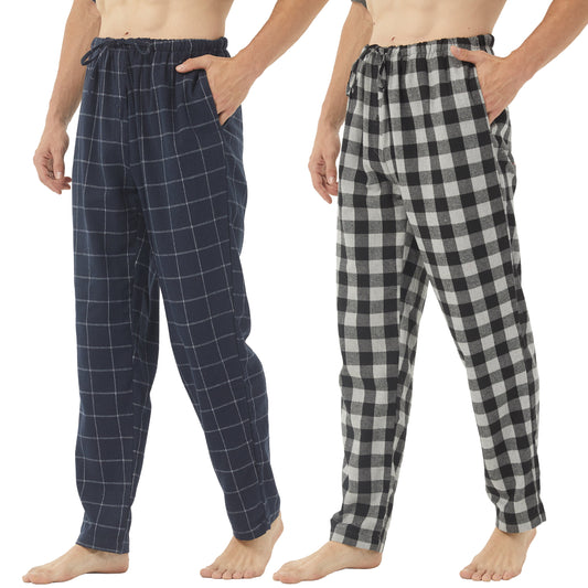 YUSHOW 2 Pack Men's Flannel Plaid Pajama Pants for Men Male Lounge PJ BottomsSize M