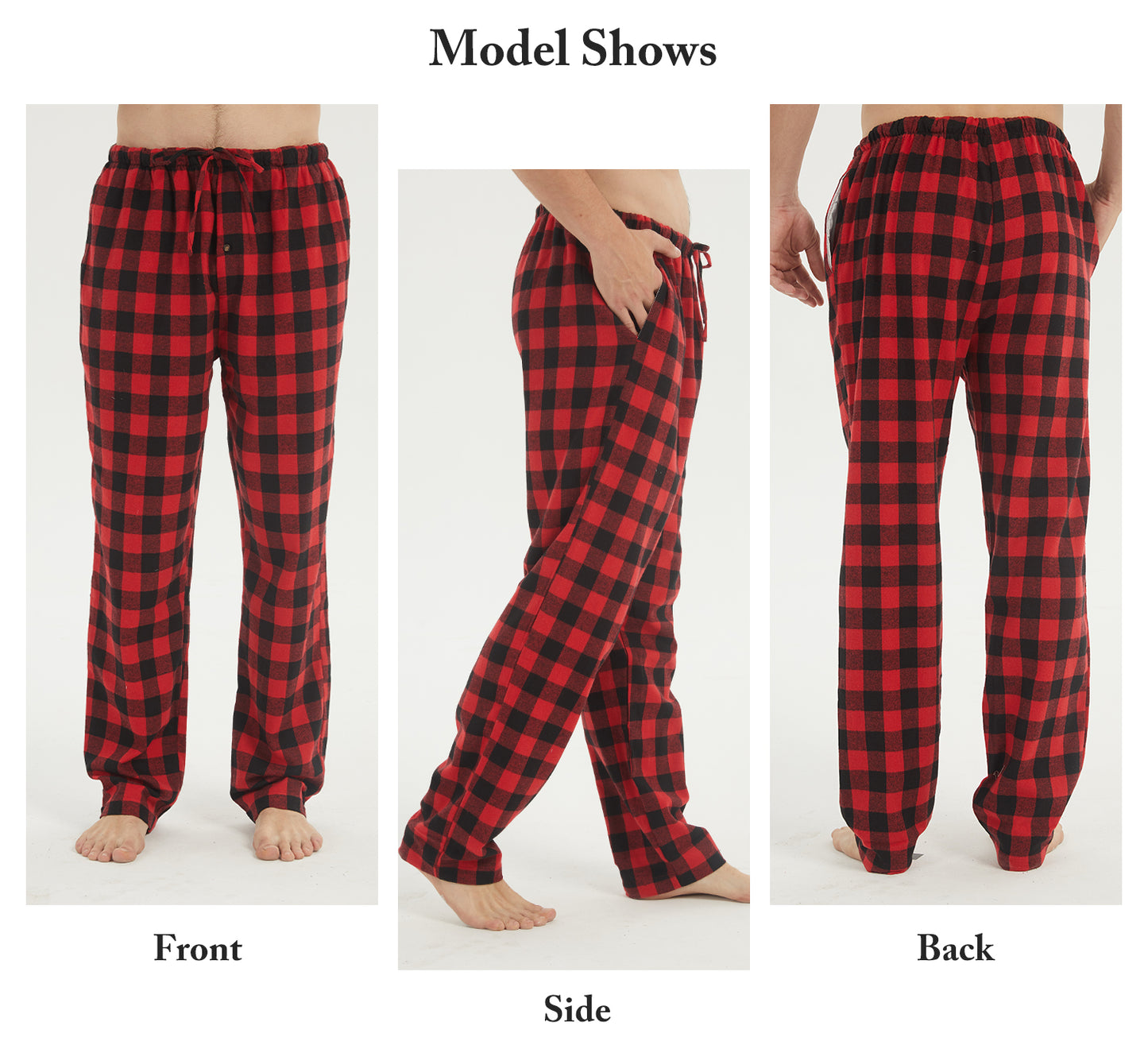 YUSHOW 2 Pack Men's Flannel Plaid Pajama Pants for Men Male Lounge PJ BottomsSize M