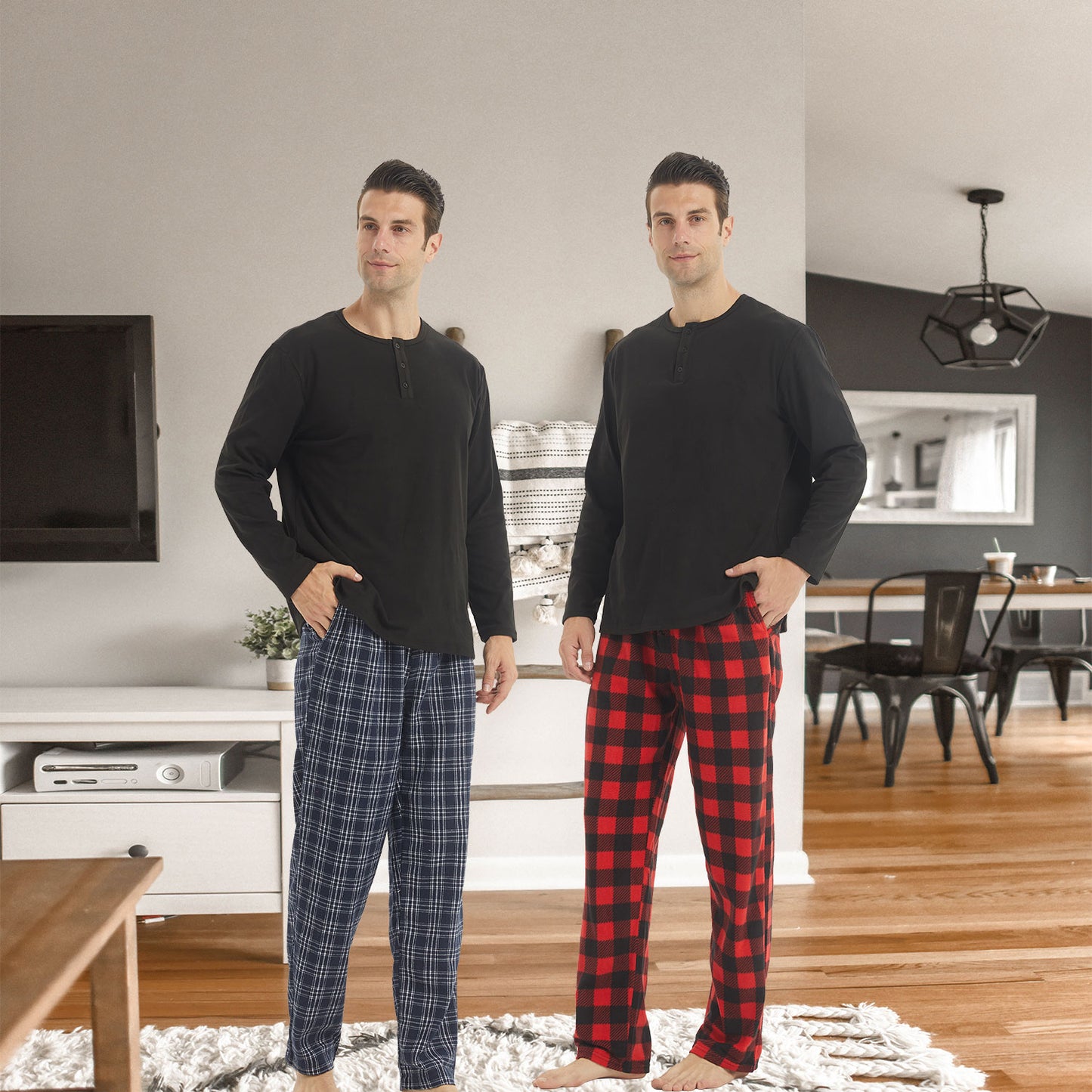 YUSHOW 2 Pack Men's Flannel Plaid Pajama Pants for Men Male Lounge PJ BottomsSize M