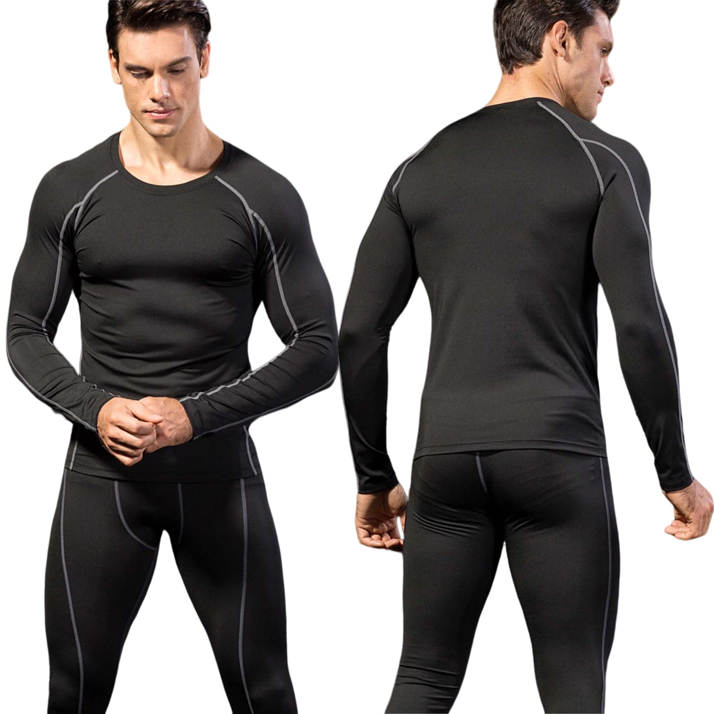 YUSHOW Mens Thermals Underwear Set Thin Wicking Base Layer Crew Neck Long Johns
