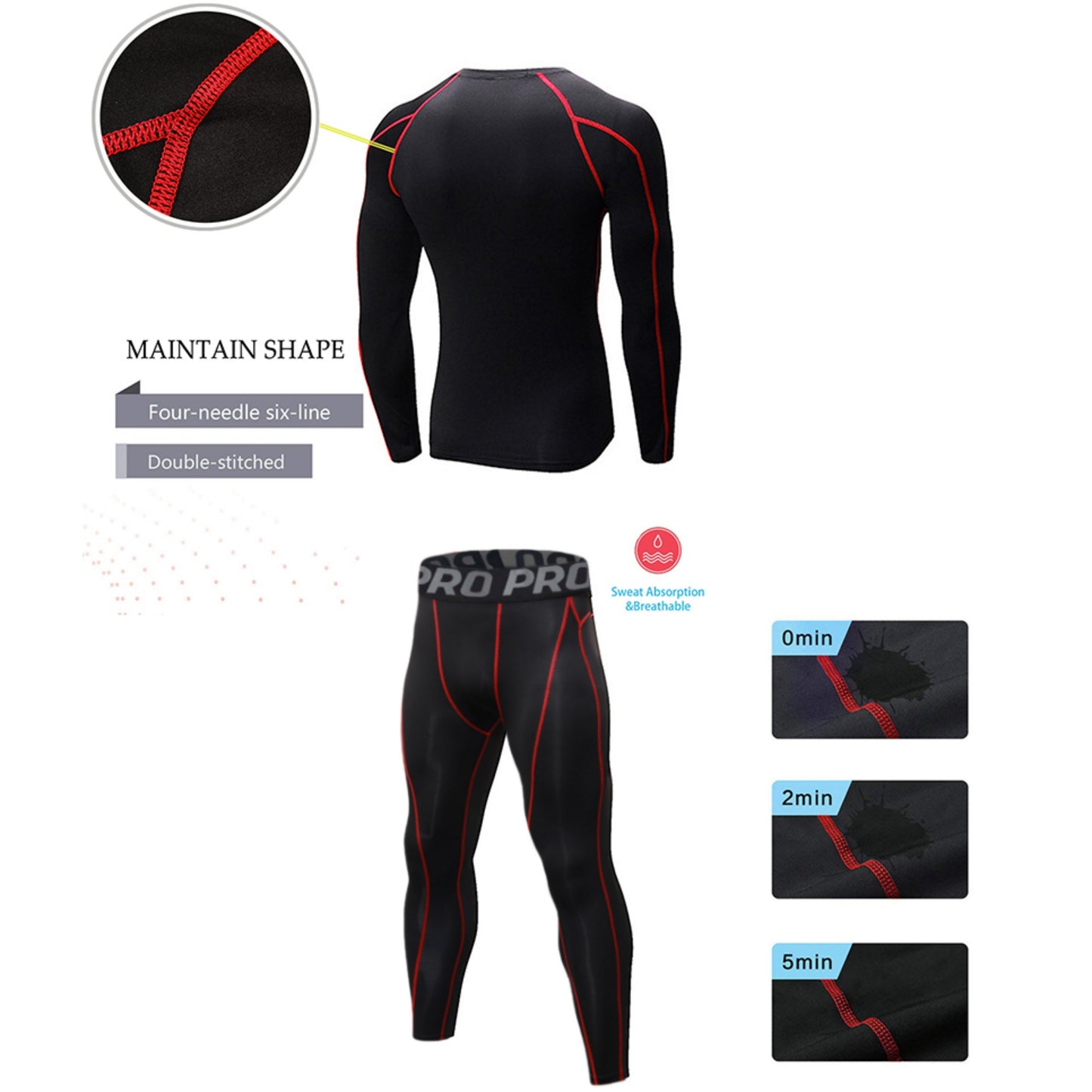 YUSHOW Mens Thermals Underwear Set Thin Wicking Base Layer Crew Neck Long Johns