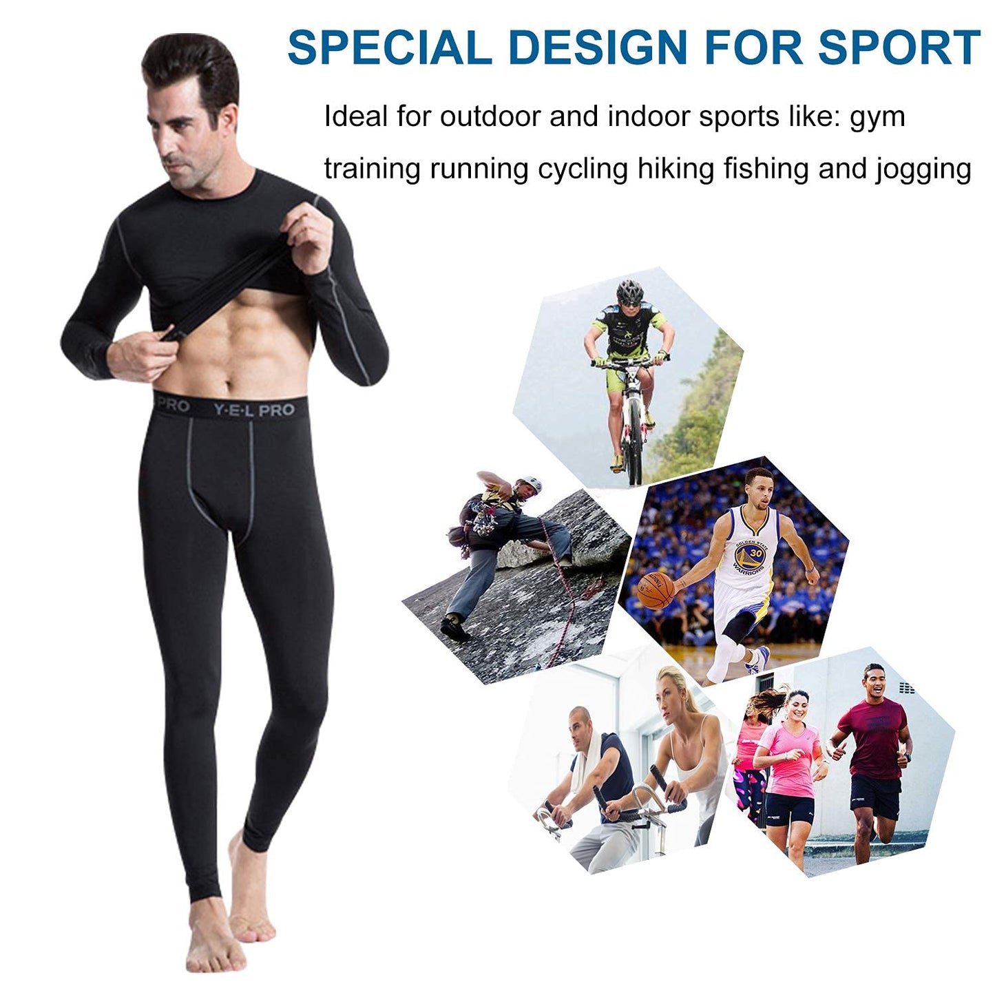 YUSHOW Men's 3-Pack Long Sleeve Compression Workout Shirts, Quick-Dry & Moisture-Wicking