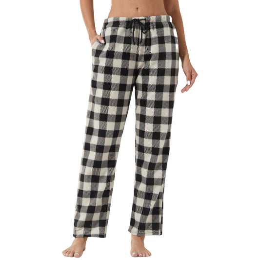 YUSHOW Women’s Fleece Pajama Pants, Comfy Buffalo Plaid PJs with Pockets