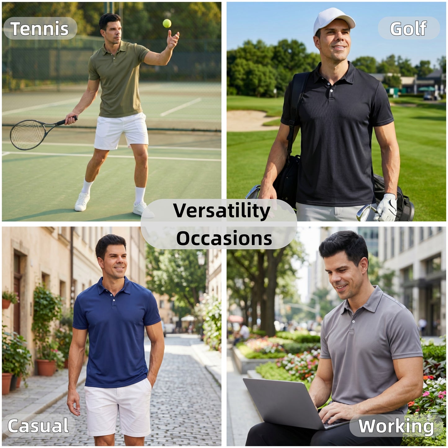 3 Pack Mens Polo Shirts Mesh Short Sleeve Shirts Quick Dry Golf Casual Workout Shirts