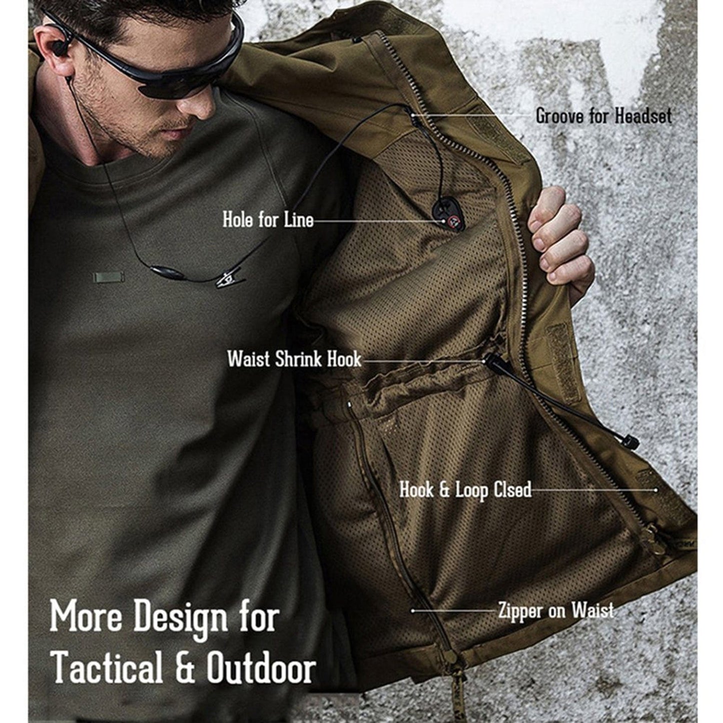 YUSHOW Men's Army Officer Tactical Uniform Hoodie Windbreaker