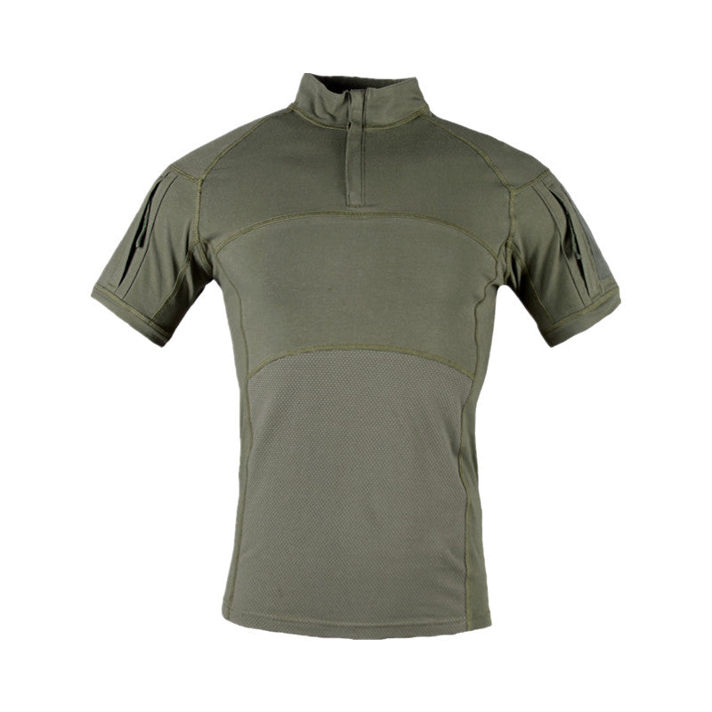 Men's Army Military T-shirt 1/4 Zip Tactical Short Sleeve Hunting Shirt