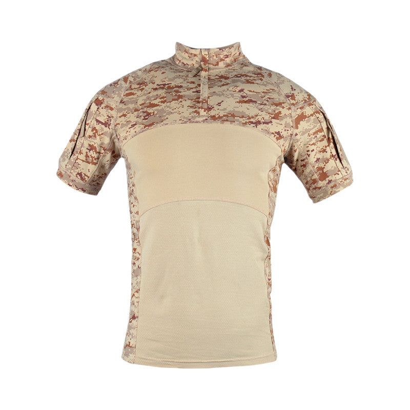 Men's Army Military T-shirt 1/4 Zip Tactical Short Sleeve Hunting Shirt