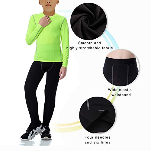 YUSHOW Boys Athletic Base Layer Compression Underwear Set 2pcs Long John for Kids Unisex Size 5