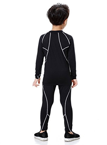YUSHOW Boys & Girls Long Sleeve Compression Shirts and Pant 2 Pcs Set Unisex Size 5