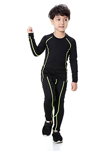 YUSHOW Boys & Girls Long Sleeve Compression Shirts and Pant 2 Pcs Set Unisex Size 5