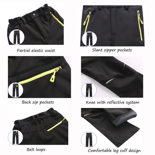 YUSHOW Kids Winter Fleece Lined Waterproof Hiking Pants