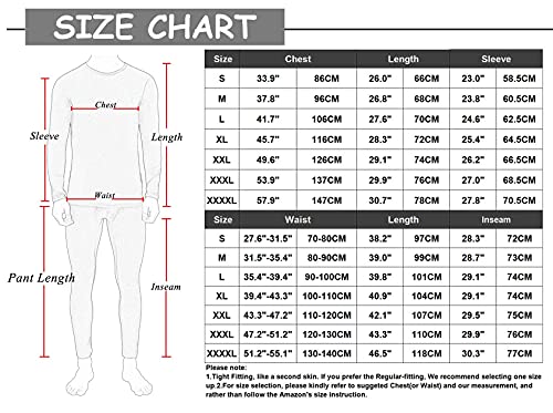 YUSHOW Men Traditional Long Johns Thermal Underwear Top Male Ultra Soft Fleece Tee Cold Weather Size 2X-Large
