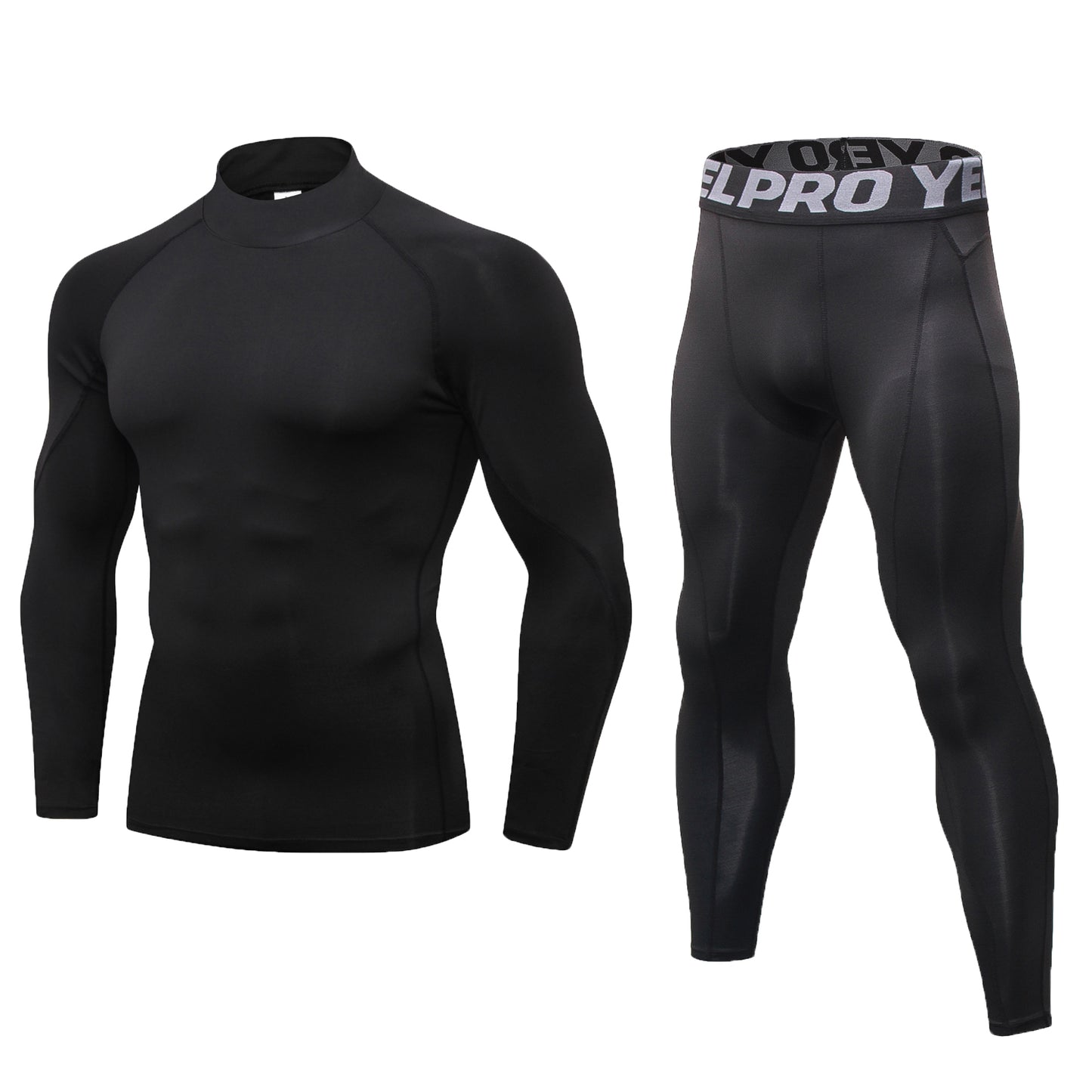 YUSHOW Men Workout Set Compression Shirt and Pants Male Sports Tight Base Layer Suit Size Large