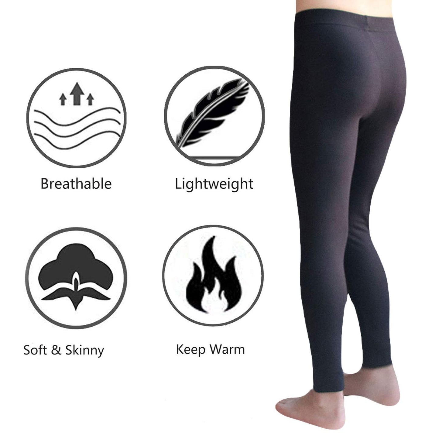 YUSHOW Boys Thermal Pants Unisex Long John Base Layer Underwear Bottoms Insulated for Outdoor Ski Warmth/Extreme Cold Pajamas Size Large