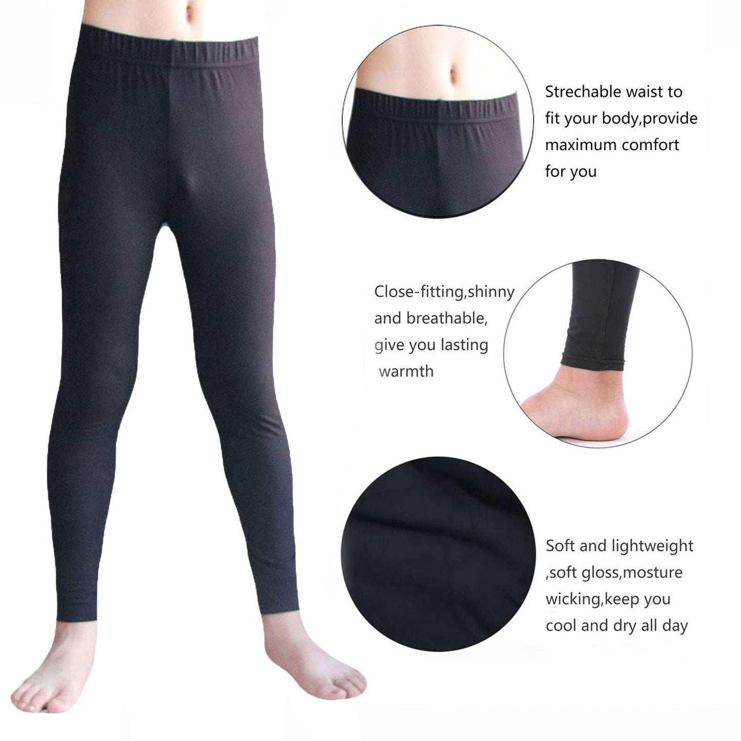 YUSHOW Boys Thermal Pants Unisex Long John Base Layer Underwear Bottoms Insulated for Outdoor Ski Warmth/Extreme Cold Pajamas Size Large