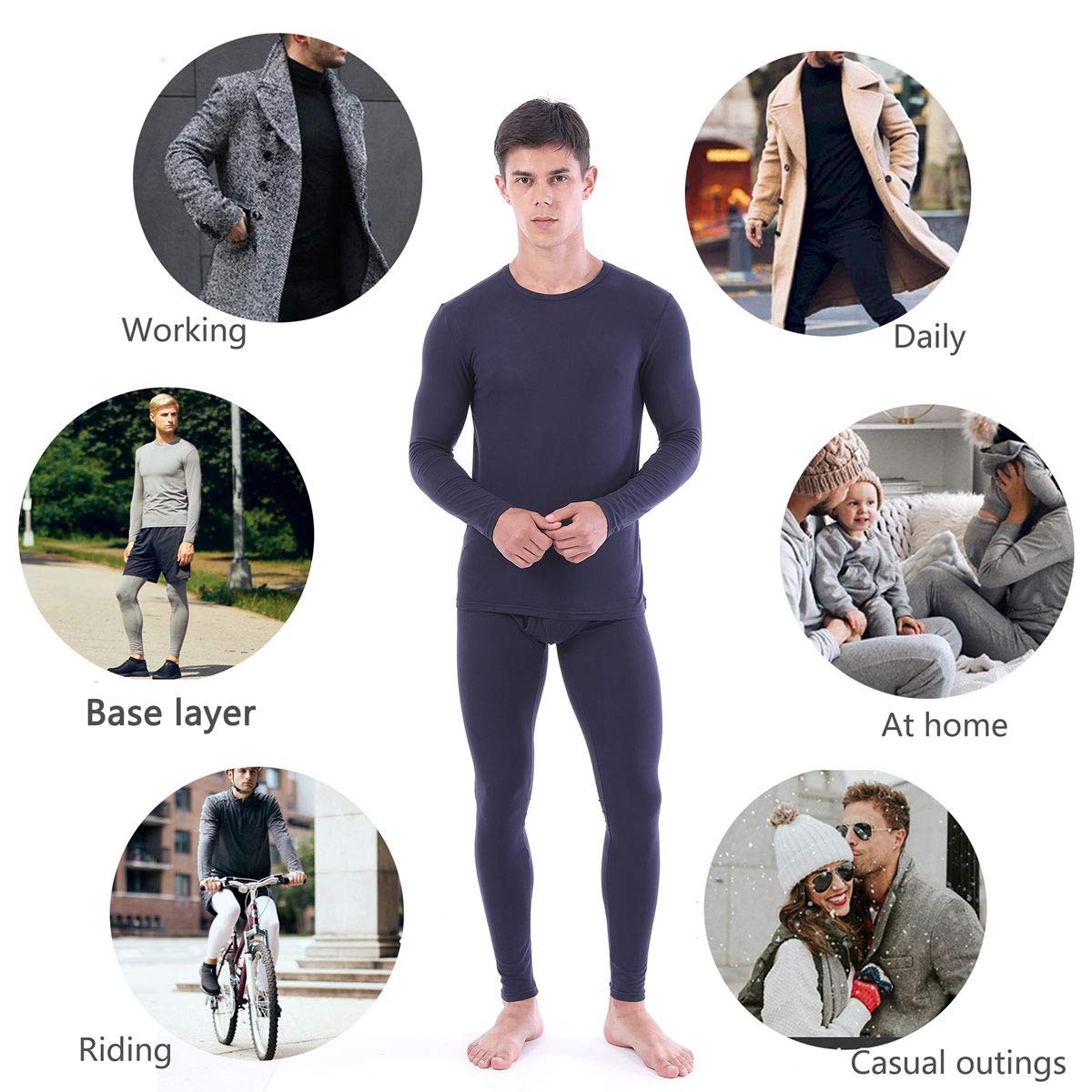 YUSHOW Men Thermal Underwear Set Winter Top & Bottom Ultra Soft Male Long John Set Size 2X-Large