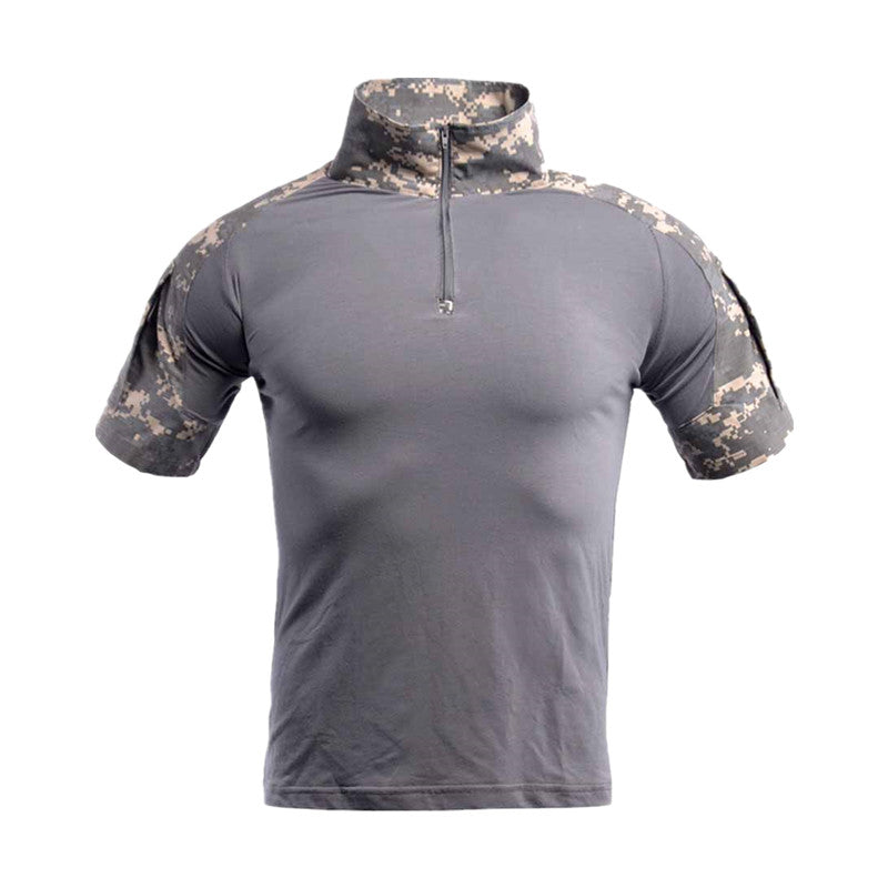 YUSHOW Men's Tactical Military Shirt 1/4 Zip Shorts Sleeve Camo T-Shirt
