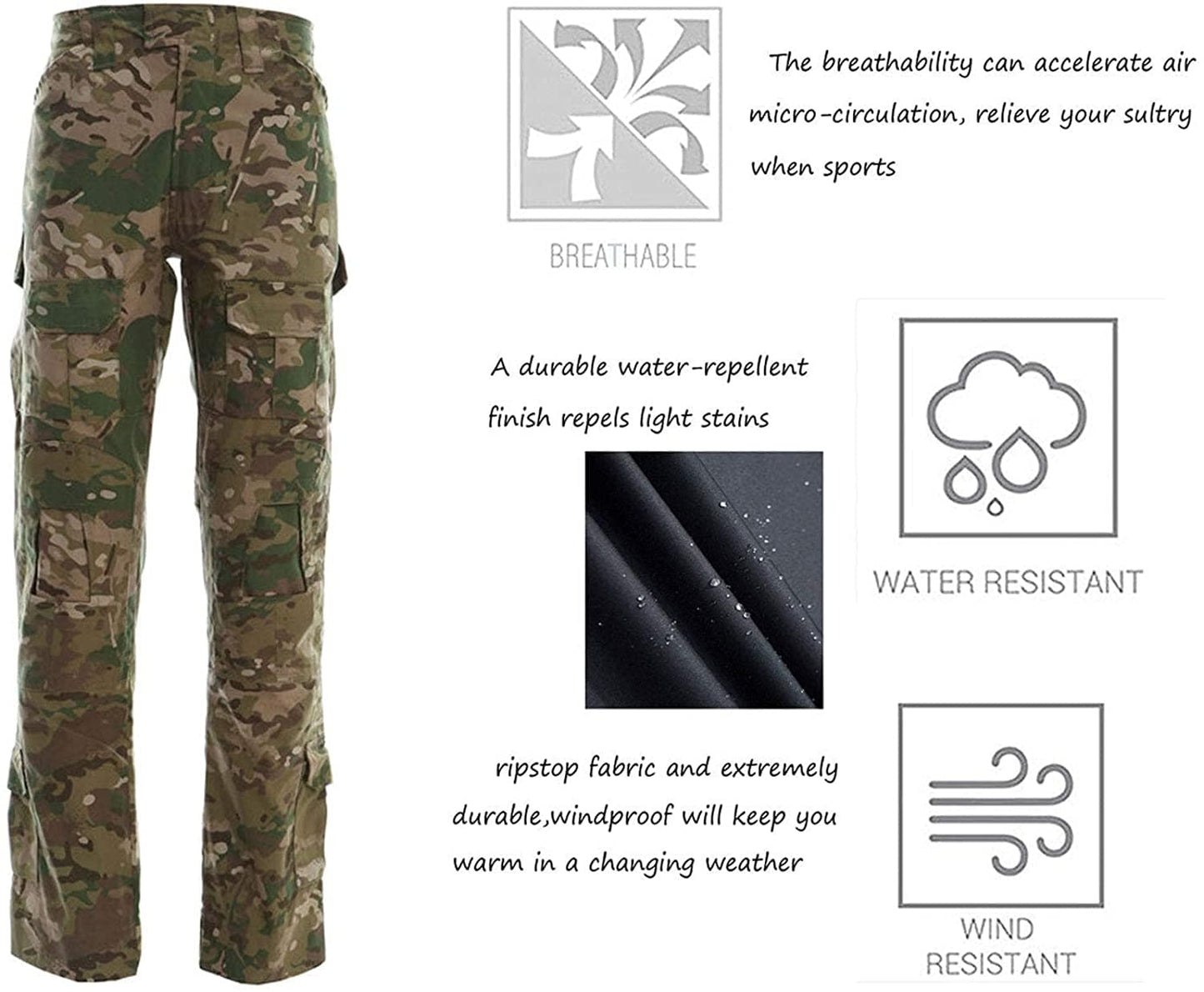 YUSHOW Men's Airsoft Multicam Tactical Military RipStop Uniform Pants