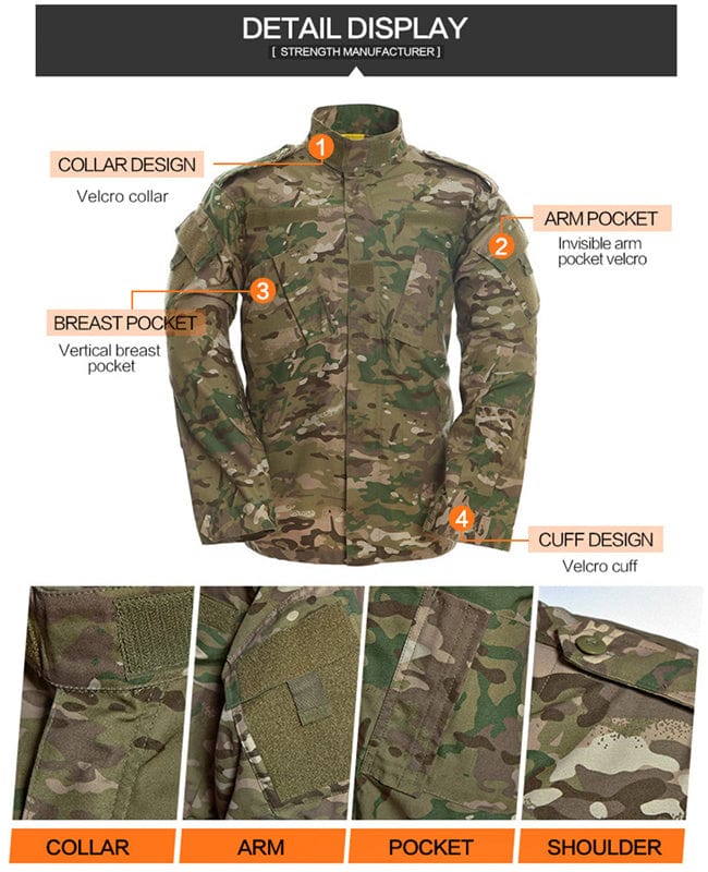 YUSHOW Men's Military Tactical Uniform Camo Combat Jacket and Pants Set