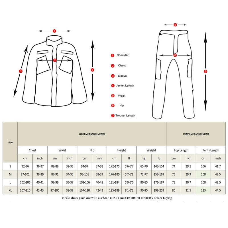 YUSHOW Men's Military Tactical Uniform Camo Combat Jacket and Pants Set