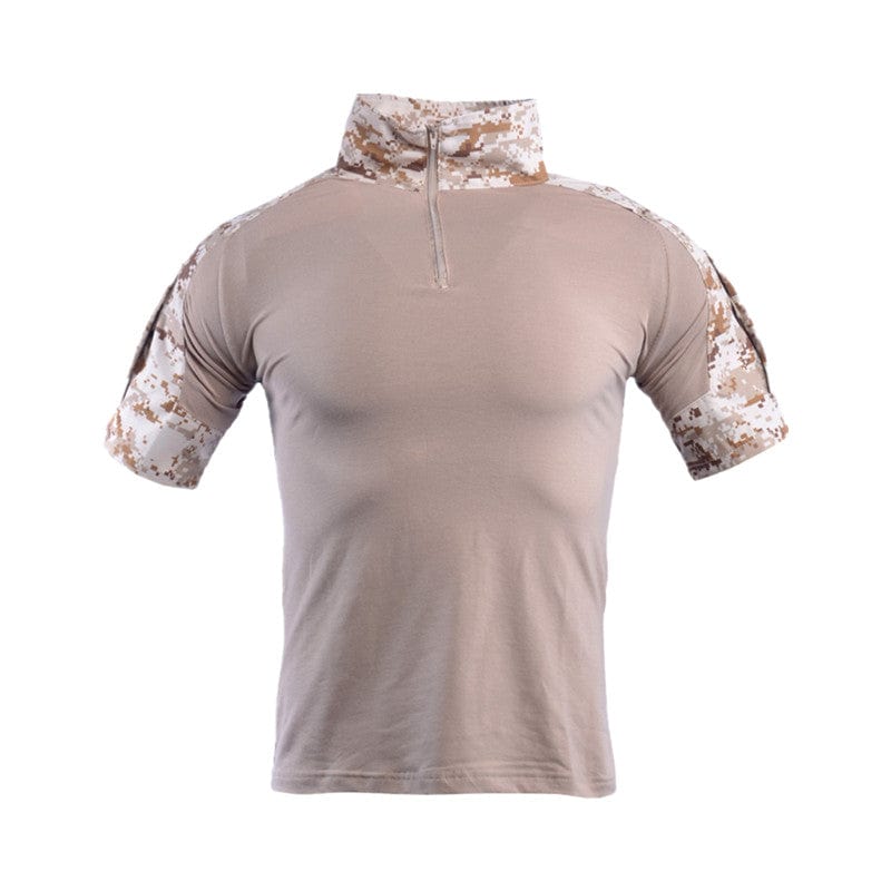 YUSHOW Men's Tactical Military Shirt 1/4 Zip Shorts Sleeve Camo T-Shirt