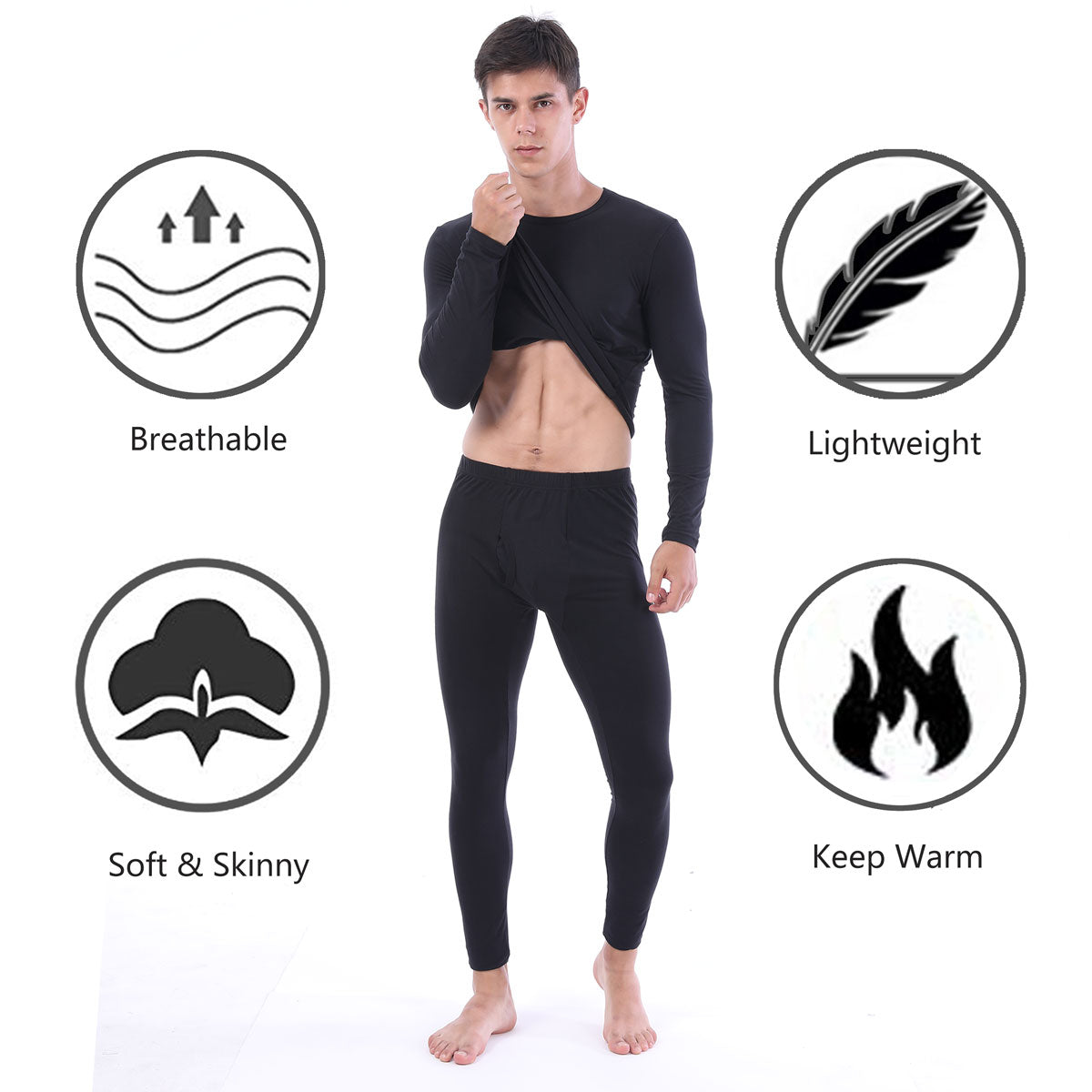 YUSHOW Men Thermal Underwear Set Winter Top & Bottom Ultra Soft Male Long John Set Size 2X-Large