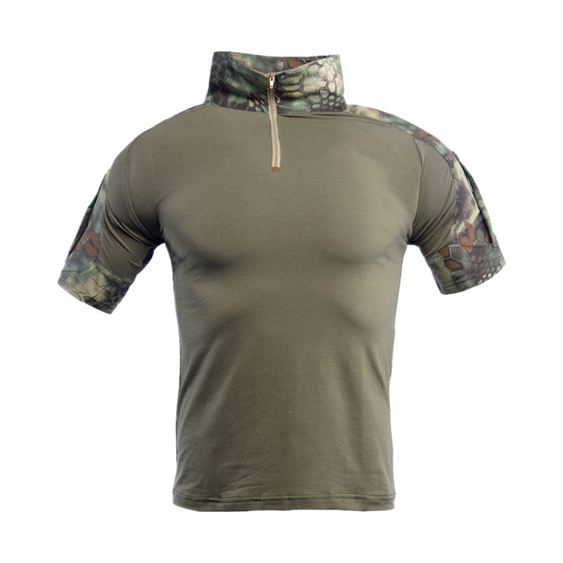 YUSHOW Men's Tactical Military Shirt 1/4 Zip Shorts Sleeve Camo T-Shirt