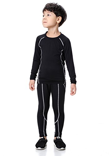 YUSHOW Boys & Girls Long Sleeve Compression Shirts and Pant 2 Pcs Set Unisex Size 5