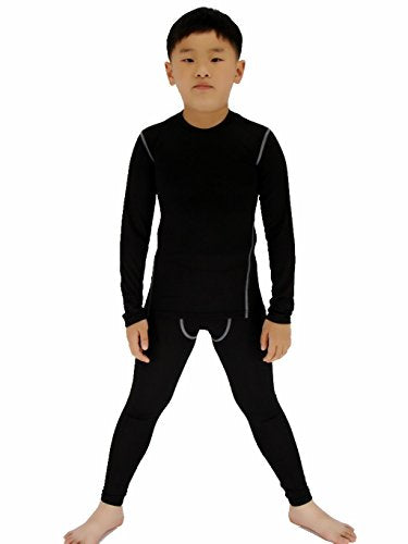 YUSHOW Boys Athletic Base Layer Compression Underwear Set 2pcs Long John for Kids Unisex Size 5