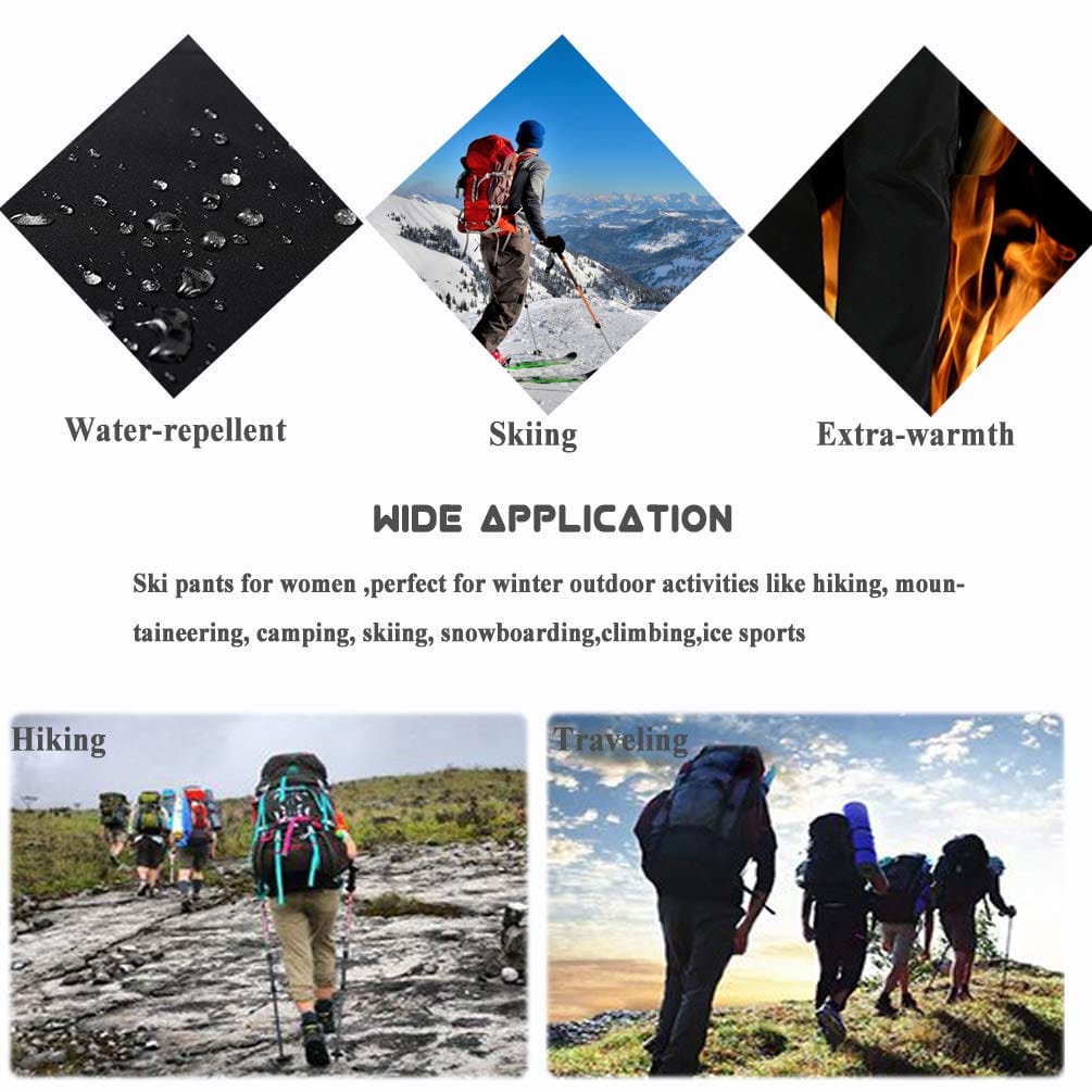 YUSHOW Mens Fleece Lined Hiking Pants Waterproof Winter Outdoor Pants