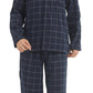 YUSHOW Men Cotton Plaid Pajamas Set Soft Comfy Long Sleeve Male Plain Woven PJ Set Lounge Top Pants Sleepwear Broadcloth Size Medium