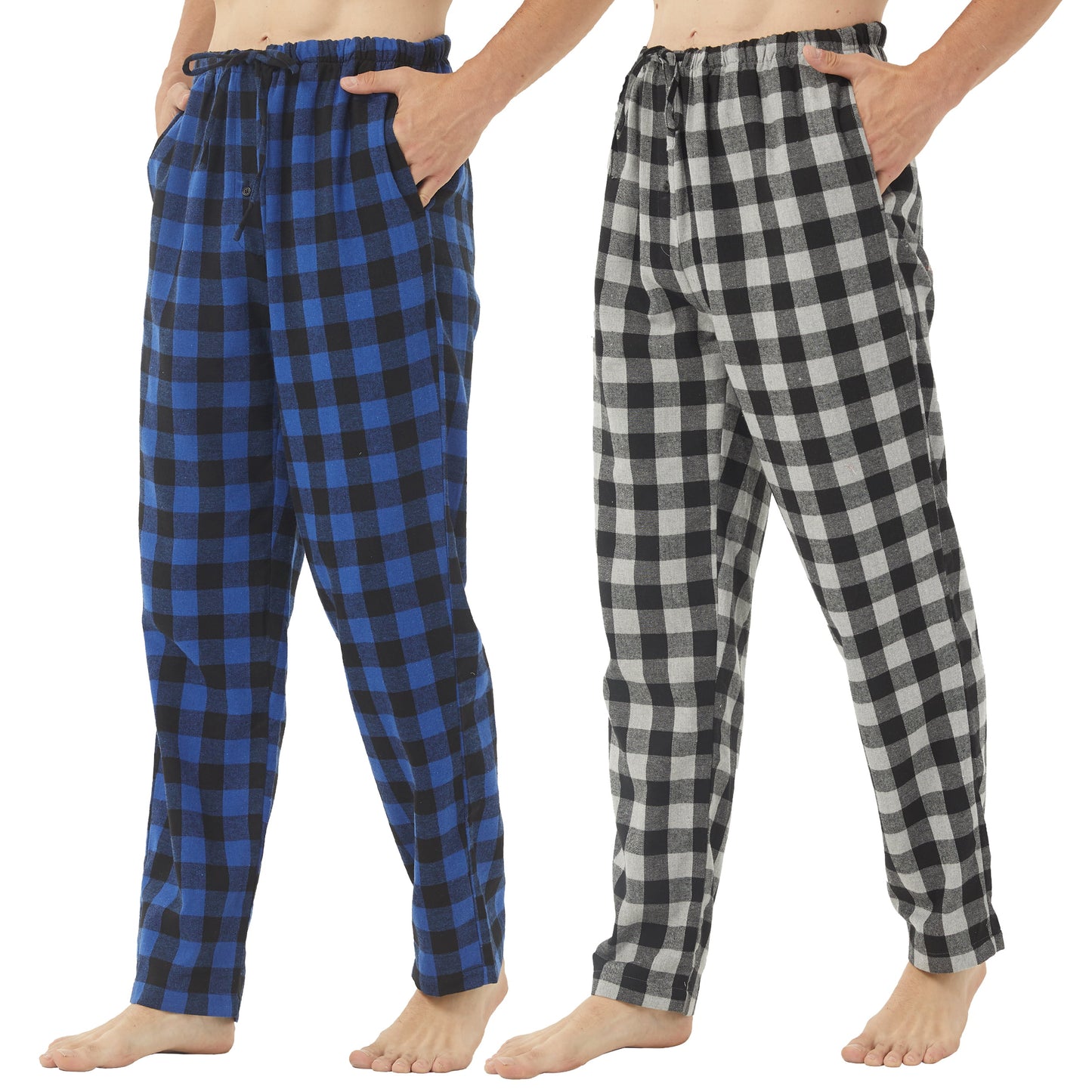 YUSHOW 2 Pack Men's Flannel Plaid Pajama Pants for Men Male Lounge PJ BottomsSize M