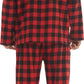 YUSHOW Men Cotton Plaid Pajamas Set Soft Comfy Long Sleeve Male Plain Woven PJ Set Lounge Top Pants Sleepwear Broadcloth Size Medium