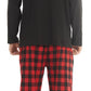 YUSHOW Mens Winter Pajamas Set Warm Fleece Henley Long Sleeve Top & Flannel Plaid Pajama Pants Pjs Sleepwear