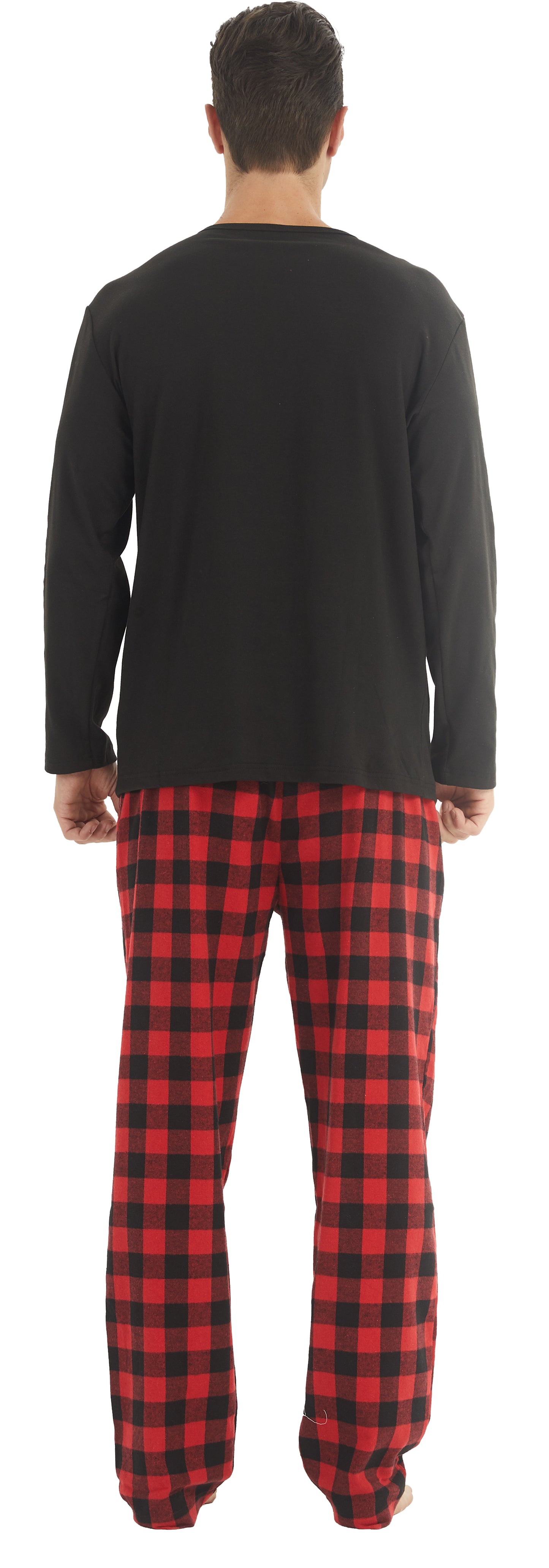 YUSHOW Mens Winter Pajamas Set Warm Fleece Henley Long Sleeve Top & Flannel Plaid Pajama Pants Pjs Sleepwear