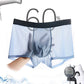 YUSHOW 3 Pack Mens Silk Underwear Shorts Mesh Breathable Trunks Underwear Sexy Boxer Briefs