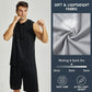 Men's 2 Piece Summer Outfits Sleeveless Hoodie and Gym Shorts Set Breathable Mesh Workout Set