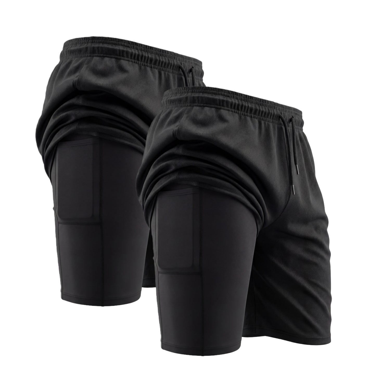 YUSHOW 2 Pack Mens 2 in 1 Running Workout Shorts Quick Dry Athletic Shorts with Liner and Pockets
