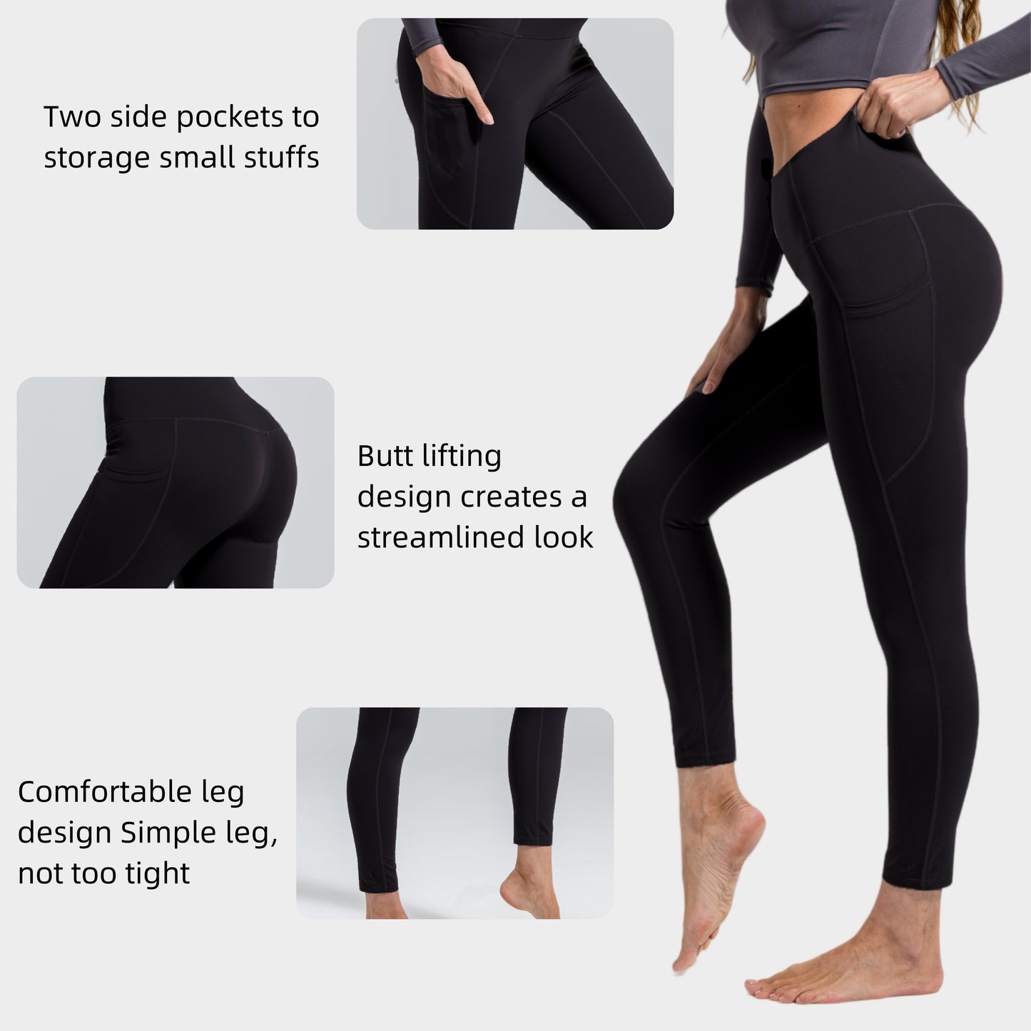Women's High Waist Yoga Leggings with Pockets Tummy Control Workout Tights