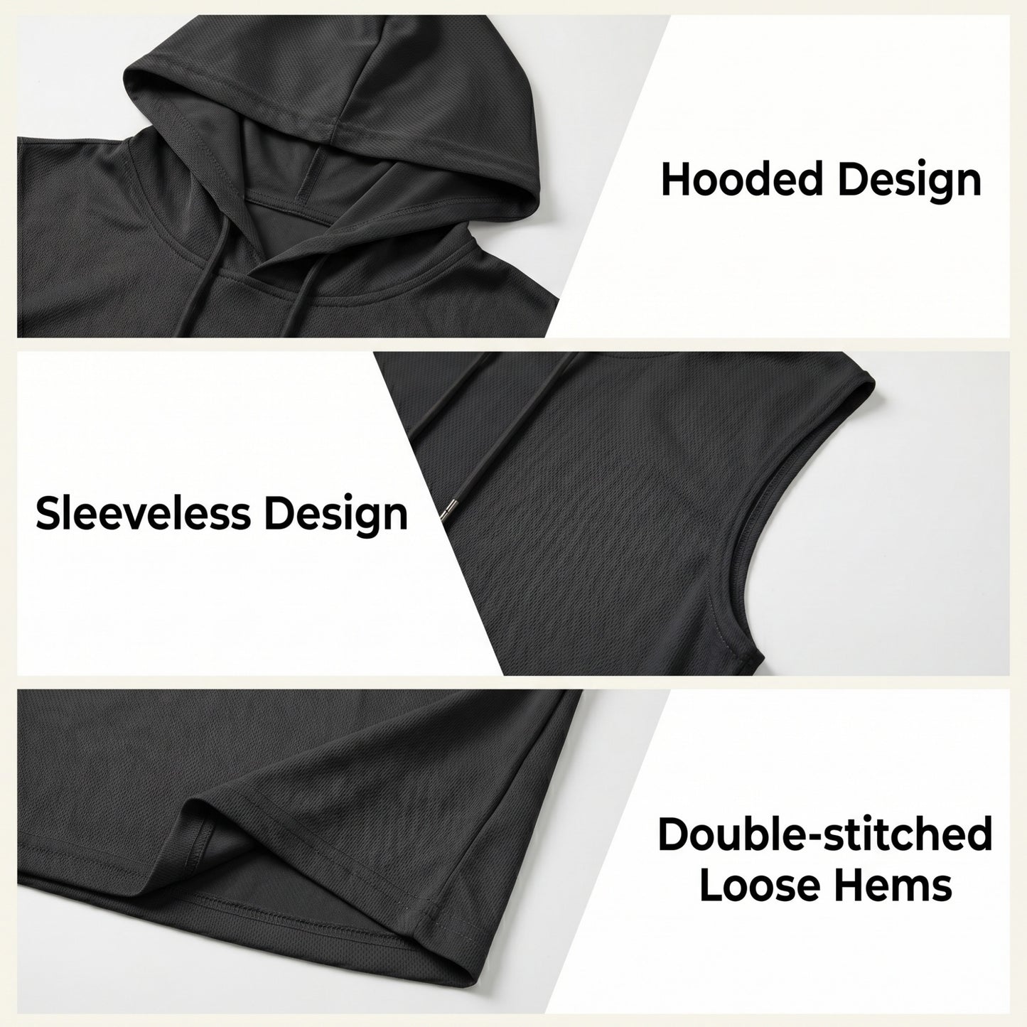 Men's 2 Piece Summer Outfits Sleeveless Hoodie and Gym Shorts Set Breathable Mesh Workout Set