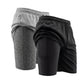 YUSHOW 2 Pack Mens 2 in 1 Running Workout Shorts Quick Dry Athletic Shorts with Liner and Pockets