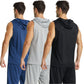 YUSHOW 3 Pack Mens Active Workout Hoodie Tank Tops Sleeveless Quick Dry Running Muscle Shirts