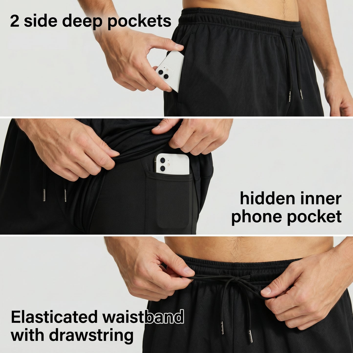 YUSHOW 2 Pack Mens 2 in 1 Running Workout Shorts Quick Dry Athletic Shorts with Liner and Pockets