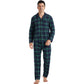 YUSHOW Men Cotton Plaid Pajamas Set Soft Comfy Long Sleeve Male Plain Woven PJ Set Lounge Top Pants Sleepwear Broadcloth Size Medium