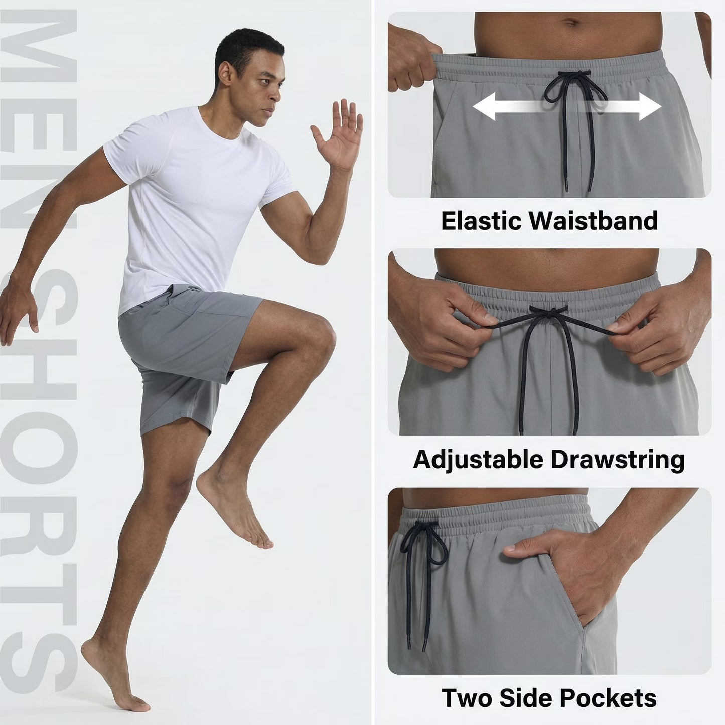 Men's Athletic Shorts Mesh Workout Gym Activewear 5'' Inseam Shorts with Pockets