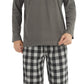 YUSHOW Mens Winter Pajamas Set Warm Fleece Henley Long Sleeve Top & Flannel Plaid Pajama Pants Pjs Sleepwear