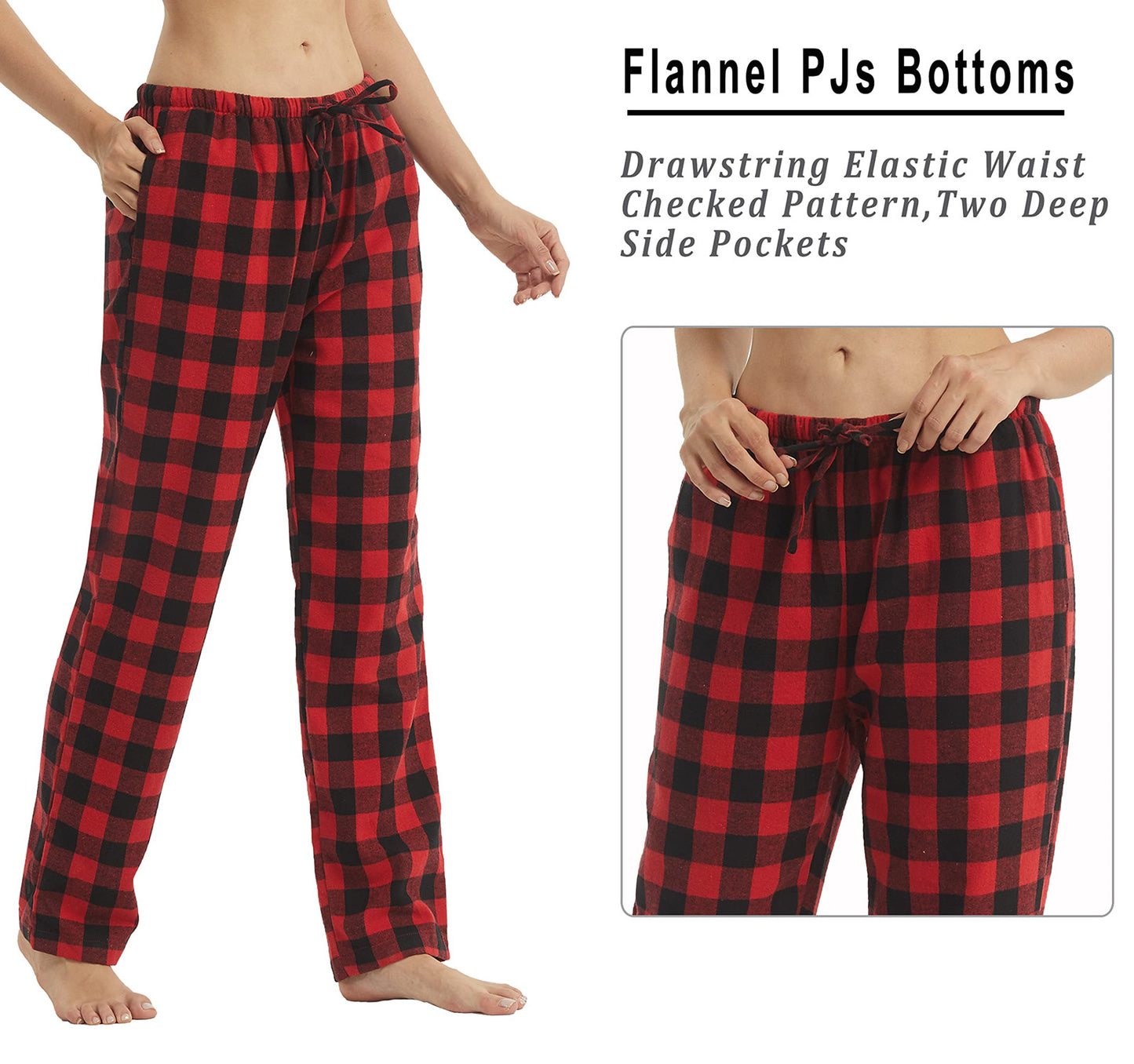 YUSHOW Womens Flannel Pajama Pants for Women Soft Plaid Pj Bottoms Lounge Pj Pants
